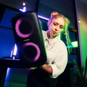 Caixa de Som WAAW by ALOK INFINITE 100 Bluetooth, 100W RMS | Tipo Torre, Até 14h de Autonomia, 4 Alto-Falantes, TWS - Imagem 12