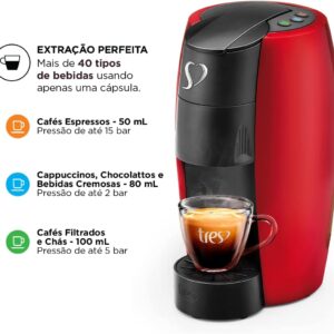 Cafeteira Espresso e Multibebida 3 Corações LOV | TRES, Vermelha, 127V - Imagem 4