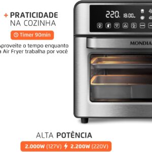 MONDIAL Fritadeira Air Fryer Forno Oven Digital 25L, Preto/Inox, 2000W, 110V - AFO-25L-BI - Imagem 9