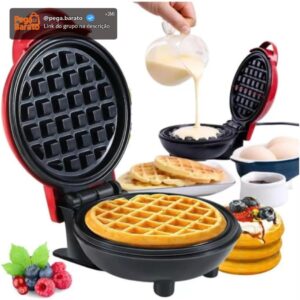 Máquina de Waffles Pequena 110v - Prática e Simples de Operar, Perfeita para um Café da Manhã Ágil, Superfície Antiaderente e Prepara em Poucos Minutos, Ideal para Lanches e Doces Artesanais - Premium - Imagem 1