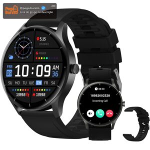 Smartwatch PEJE Relógio Smartwatch com Pulseira Extra - Tela Touch HD 1.28",À Prova d'Água IP68,Faz Chamadas Bluetooth,123+ Modos Esportivos,Bateria de 5-7 Dias,Compatível com iOS/Android.(Preto) | Tela HD de 1,28”, IP68, Bateria de 3–7 dias, Notificações, Música, Clima, iOS/Android, Uso Simples e Rápido,Preto - Imagem 1