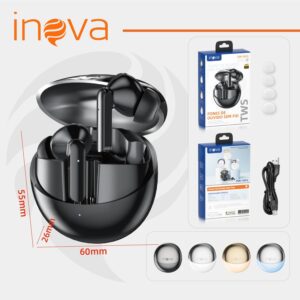 INAVA Fone de Ouvido Bluetooth,Bateria 30H,Drivers Duplos, 6 Microfones Chamadas Nitidas AI, Som Hi-Res,Fones de Ouvido para iPhone e Android (Preto) - Imagem 9
