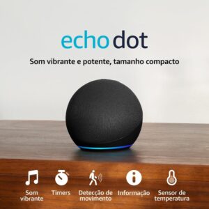 Echo Dot (Geração mais recente) | Smart speaker com Alexa, som vibrante e potente, Wi-Fi e Bluetooth | Cor Preta, com Acesso Antecipado à Alexa+ - Imagem 1