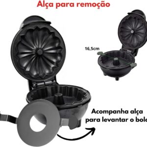 Máquina de Fazer Bolos Doces Assadeira Portátil Mini Cake Maker Elétrica Preparo Rapido Antiaderente 110v 350w Potencia (Cores Sortidas) - Imagem 5