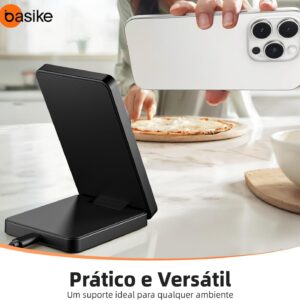 Basike Carregador Sem Fio, Carregador por Indução 15W Compatível para iPhone 16/15/14/13/12 Series e AirPods | Carregamento Rápido com Magnétic | Compatível com Qi (Cinza) - Imagem 7