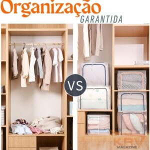 Kit 2 Caixas Organizadora Dobrável 24L em PVC Transparente com Zíper Duplo – Abertura Frontal e Superior – Para Armários e Guarda-Roupas (24 Litros) - Imagem 6