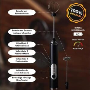 Misturador Bebidas Ovos Mini Mixer Fuê Forte Portátil Elétrico Recarregável - Imagem 7
