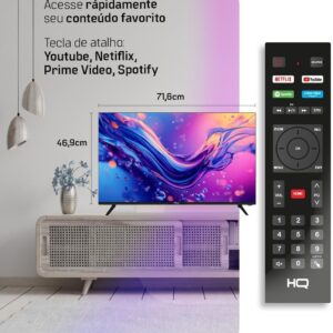 Smart TV HQ 32" HD tela sem bordas Androind 12 design slim HQS32NKHM - Imagem 6