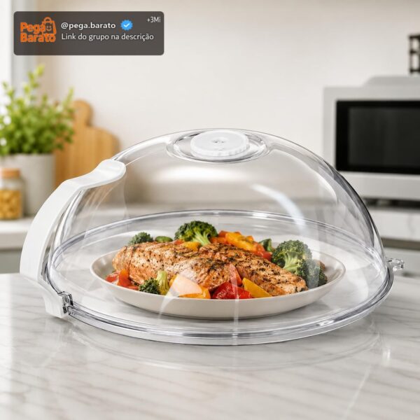 Tampa Anti-Respingo para Micro-ondas com Válvula de Vapor, Protetor Transparente para Aquecer Alimentos sem Sujeira, Reutilizável, Fácil de Limpar, Proteção Contra Respingo e Odor