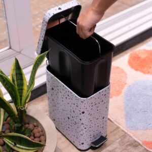 Oikos - Lixeira Retangular 5L de Metal com Pedal Granilite - Imagem 9