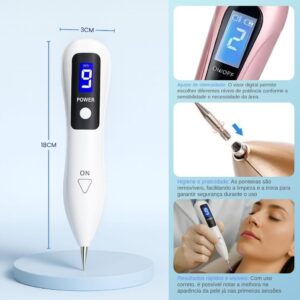 Caneta Elétrica Profissional para Remoção de Manchas, Display Digital LED, Tecnologia Ion, USB Recarregável, com Agulhas, Uso Estético - Imagem 5