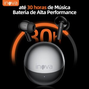 INAVA Fone de Ouvido Bluetooth,Bateria 30H,Drivers Duplos, 6 Microfones Chamadas Nitidas AI, Som Hi-Res,Fones de Ouvido para iPhone e Android (Preto) - Imagem 2