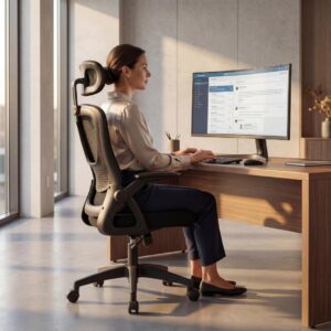 Cadeira de Escritório Astrella Nova Preta | Ergonômica, com Apoio de Cabeça, Braços 2D Articulados - Imagem 4