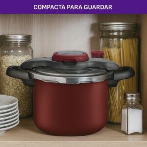 Panela de Pressão Rochedo Clipso 4,5L de Capacidade | Revestida, Vermelha, com Fechamento Externo - Imagem 2