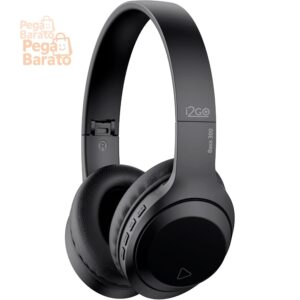 Headphone I2GO Bass 300, Bluetooth, Preto | Microfone Integrado, Controle Multimídia, Até 10h de bateria, Tecnologia Dual Connect, Entrada cabo auxiliar P2, Dobrável - Imagem 1