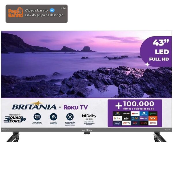 Smart TV 43" Britânia B43KRA Full HD Roku TV