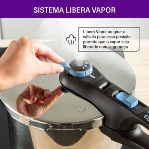 Panela de Pressão Rochedo Inox 6 litros | Trendy, Fechamento Externo, Com Cesta de Vapor - Imagem 9