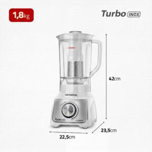 MONDIAL, Liquidificador Turbo, Branco/Inox, 1100W, 220V - L-1100-WI - Imagem 3