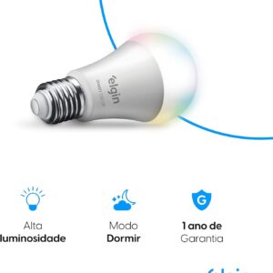 Lâmpada Inteligente Mais Potente 15W Smart Color RGB Wifi Elgin compatível com Alexa e Google Home - Imagem 6