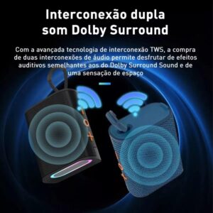 Caixa de Som, inava, Go-4 Pro, Bluetooth, Portátil,12h de reprodução, À Prova D'água IP67, Luzes RGB, TWS/FM/USB/TF(preto) - Imagem 3