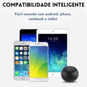 Caixa de Som Bolinha Bluetooth Super Potente Mini, sem fio, Tws Mini Speaker Amplificada (PRETO) - Imagem 4