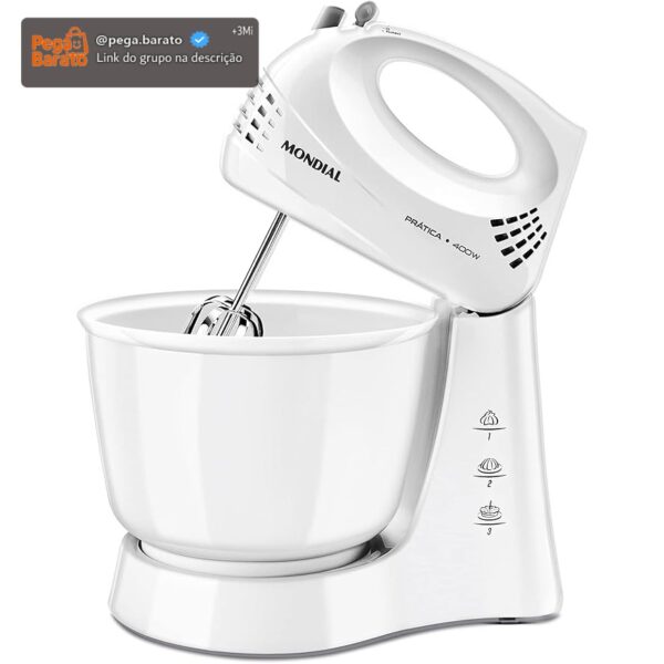 MONDIAL Batedeira Prática, Branco, 400W, 220V - B-44-W