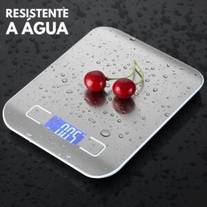 Balança de Cozinha Inox Digital para Alimentos Dieta Fitness Alta Precisão Resistente a Água Com Base Antiderrapante e Visor de Alta Definição Pesagem de 1g até 10kg Premium - Imagem 2