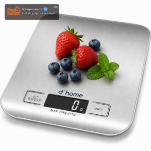 Balança de Cozinha Inox Digital para Alimentos Dieta Fitness Alta Precisão Resistente a Água Com Base Antiderrapante e Visor de Alta Definição Pesagem de 1g até 10kg Premium - Imagem 1