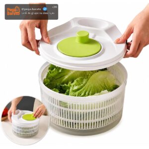 Secador de Salada com Cesto Escorredor, Centrífuga de Salada Manual 3L, Seca Salada para Verduras, Legumes, Frutas e Vegetais, Secador de Salada Prático, Compacto e Rápido - Imagem 1