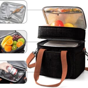 Bolsa Termica Lancheira Grande Bolsa Preta | Dois Andares, Alça Ombro, Marmita, Passeio, Academia - Imagem 4