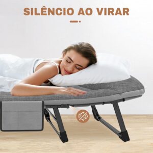Cama Dobrável de Solteiro com Colchão Integrado, Estrutura de Aço Reforçada de 24mm e Suporte para até 220kg, Tecido de Linho e Oxford, Design de 8 Pés - Imagem 7