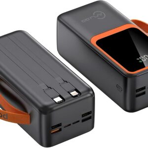 Carregador de Alta Autonomia 50000mah Conexão Digital Turbo PD para Viagens e Camping Fonte de Energia Portátil Turbo 22.5W PD Ultra Capacidade Multidispositivo (Preto) - Imagem 1