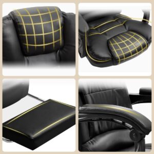 Cadeira de escritório presidente, cadeira de home office com apoio para os pés e encosto ajustável(Preto) - Imagem 5