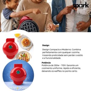 Máquina de Waffles Pequena 110v - Prática e Simples de Operar, Perfeita para um Café da Manhã Ágil, Superfície Antiaderente e Prepara em Poucos Minutos, Ideal para Lanches e Doces Artesanais - Premium - Imagem 2