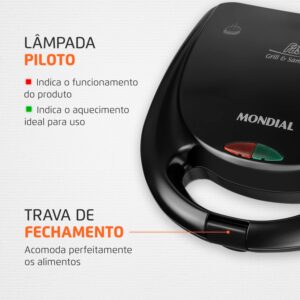 MONDIAL Sanduicheira Fast Grill & Sandwich, Preto, 750W, 110V - S-12 - Imagem 5