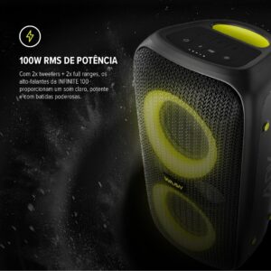 Caixa de Som WAAW by ALOK INFINITE 100 Bluetooth, 100W RMS | Tipo Torre, Até 14h de Autonomia, 4 Alto-Falantes, TWS - Imagem 19