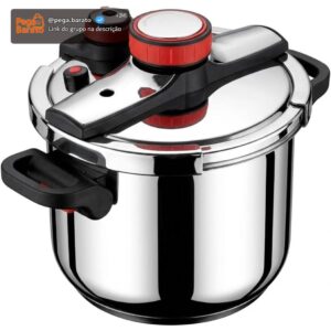 Panela de Pressão Aço Inox 6 Litros Fundo Triplo Indução e Gás - Segurança Tripla e Cozimento Rápido - Modelo Premium Polido - Imagem 1