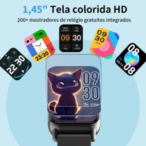 PEJE Band 1,1.45" TFT Tela, Smartwatchs,IP68 à Prova d‘Água,Relogio Smartwatch Feminino,100+ Modos Esportivos, Notificações Inteligentes, Assistente de Voz, Compatível com iOS/Android(Prata) - Imagem 7