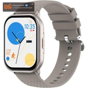 Relógio Digital Feminino Masculino Smartwatch Inteligente Bluetooth, Full Touch a Prova d 'água IP68 com 120+ Modos de Exercício e Esporte, Prata - Imagem 1