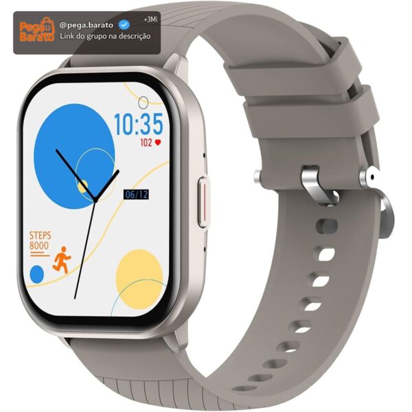 Relógio Digital Feminino Masculino Smartwatch Inteligente Bluetooth, Full Touch a Prova d 'água IP68 com 120+ Modos de Exercício e Esporte, Prata
