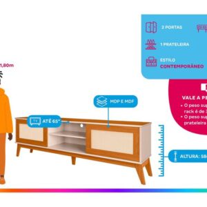 Rack para TV até 75" 2 Portas EDN Móveis Andros - Imagem 2