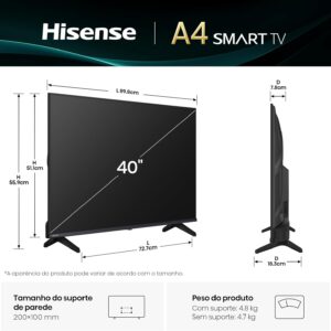 Hisense Smart TV FHD 40" Polegadas 40A4NV com HDR10, DTS Virtual X, Compatibilidade Alexa e Google Home - Imagem 4