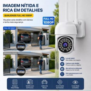 Câmera de Segurança WiFi Externa Full HD 1080P PTZ 355° 2 Antenas, Visão Noturna, Áudio Bidirecional, Rastreamento Automático, IP66, Acesso pelo Celular, Compatível com Cartão até 128GB - Imagem 3