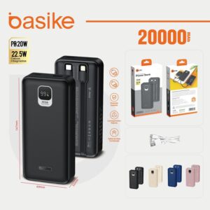 Basike Power Bank, Carregador Portátil Universal 20000mAh, USB-A(até 22.5W)+USB-C(até PD20W), Carregamento Rápido, Led Indicador de Bateria para iPhone/Samsung/Huawei/Xiaomi (Preto) - Imagem 9