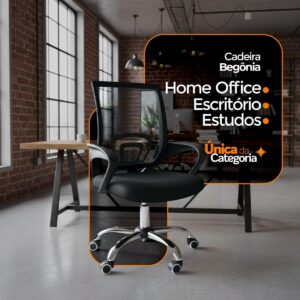 Cadeira de Escritório Oficial Begonia Tela Mesh Ergonômica Giratória - Imagem 4