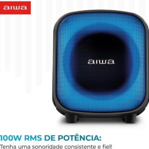 Caixa de Som PartyBox AIWA PB-07 Bluetooth 8H RGB USB TWS Preto - Imagem 3