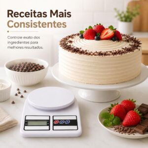 Balança Digital de Cozinha Alta Precisão até 10kg com Display LCD | Ideal para Receitas, Confeitaria, Dietas e Controle de Porções | Função Tara e Medição Precisa de Alimentos - Imagem 4
