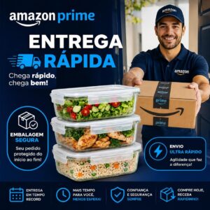Kit 3 Potes de Vidro Herméticos 640ml com 4 Travas Ideal para Marmitas e Conservação de Alimentos, Vedação Total, Refratário para Forno e Freezer - Imagem 3
