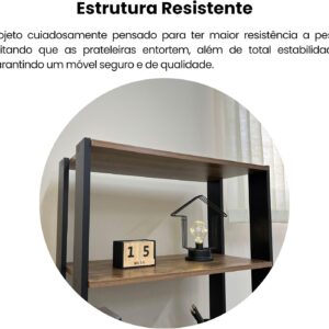 Estante Organizadora com porta basculante MATCH cor Pinho/Preto - Artely - Imagem 7