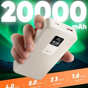 INAVA Power Bank, Carregador Portátil Universal 20000mAh, Carregamento Rápido 22.5W PD, Design Ergonômico, Compatível com iPhone 17/16/15/14/13/12 e Android, Ideal para Viagens (Branco) - Imagem 3